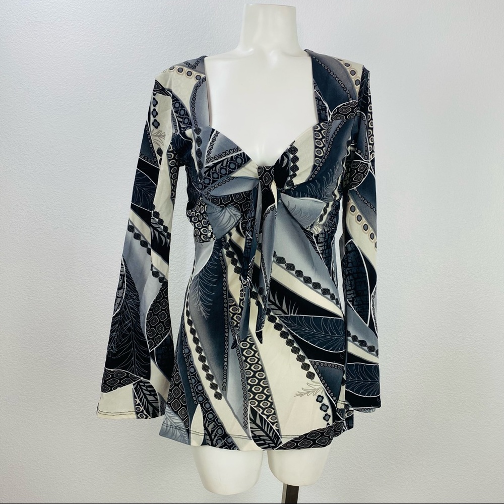 Laura Max Woman Shirt Top Blouse Black White gray large